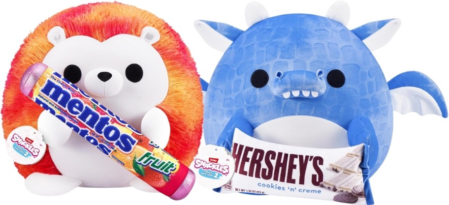two 16 in snackles plush toys