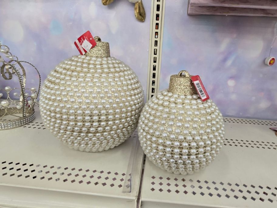 Pearl Ball Ornament Tabletop Décor on shelf in store