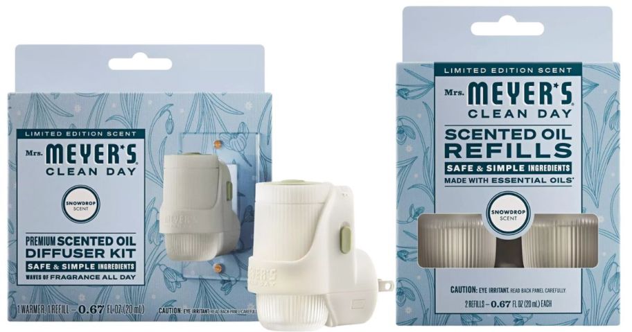 mrs meyers diffusers and starter set in snow drop