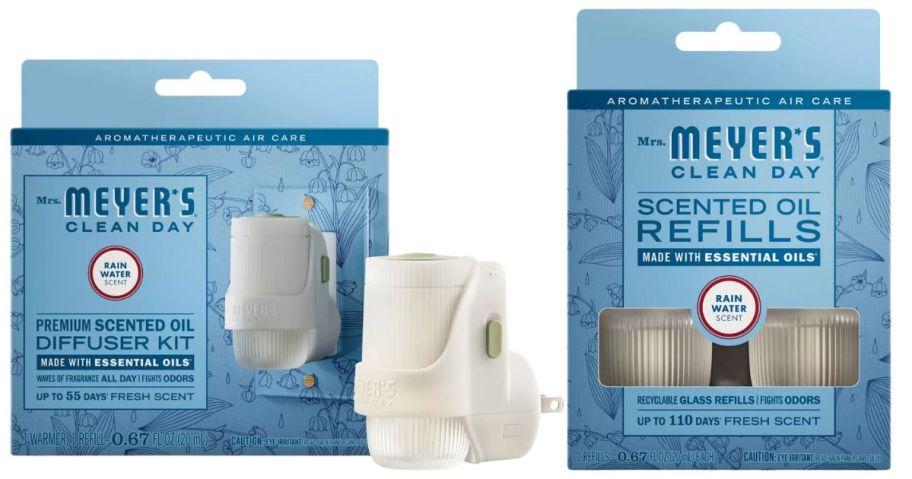 mrs meyers diffusers and starter set in rain water