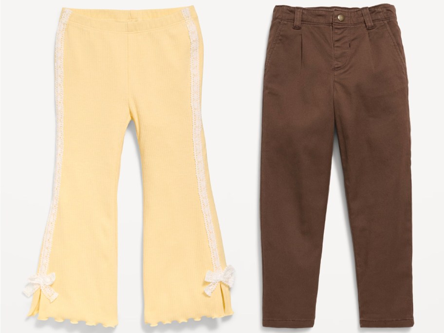 yellow and brown kids pants 