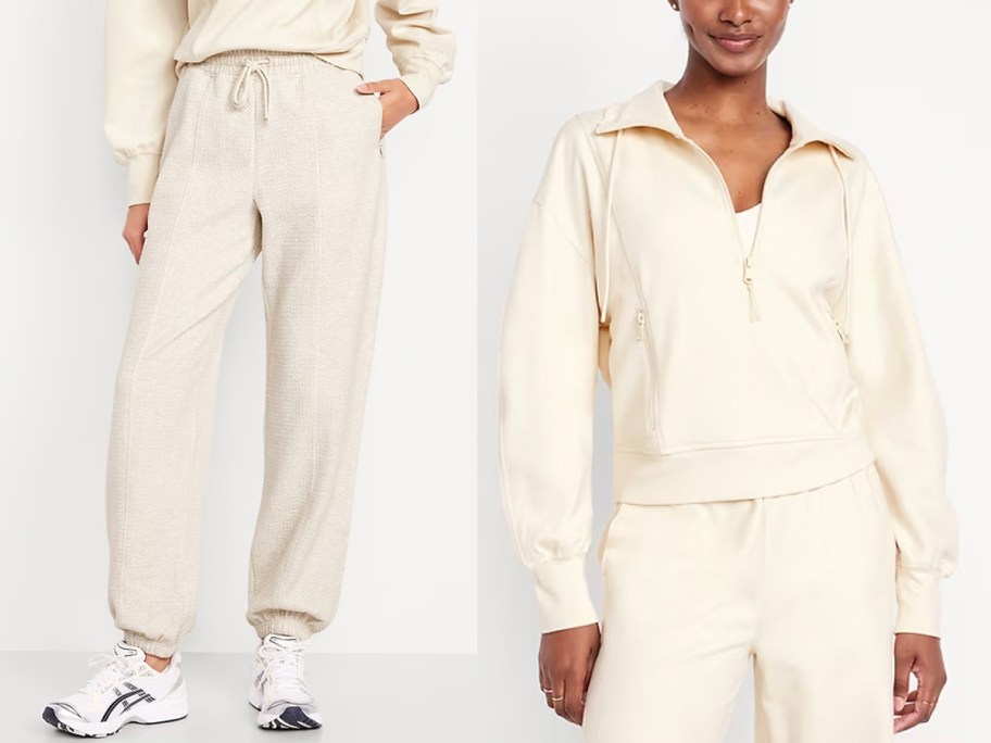 women wearing tan pants and jacket