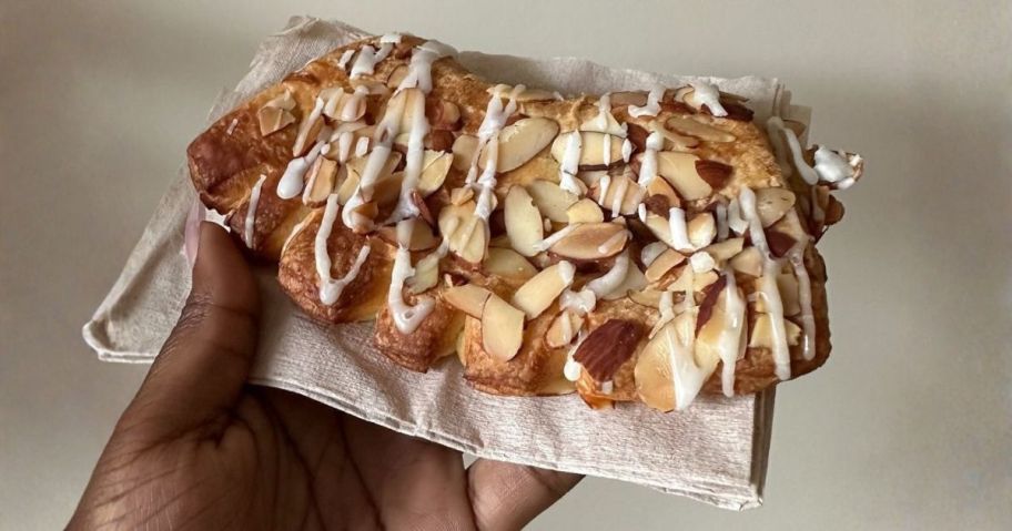 hand holding panera bakery treat