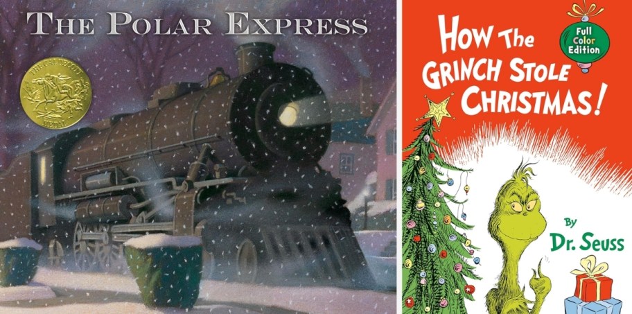 polar express and how the grinch stole christmas book covers