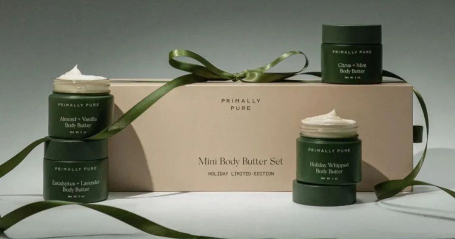 Primally Pure Mini Body Butter Set with ribbon around it