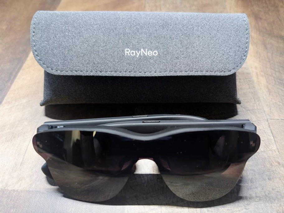 black glasses with case