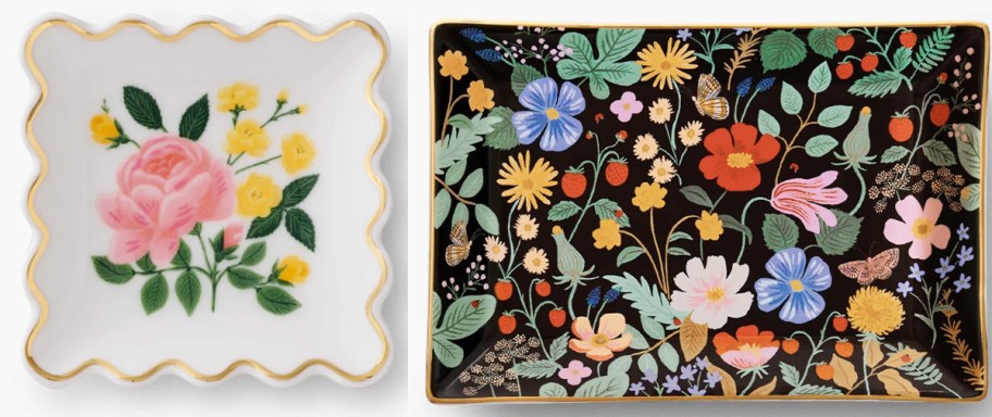 two floral porcelain trays