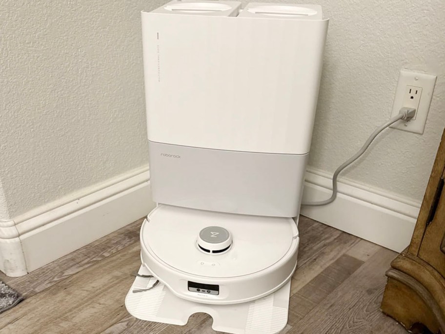 white robot vacuum and dock 