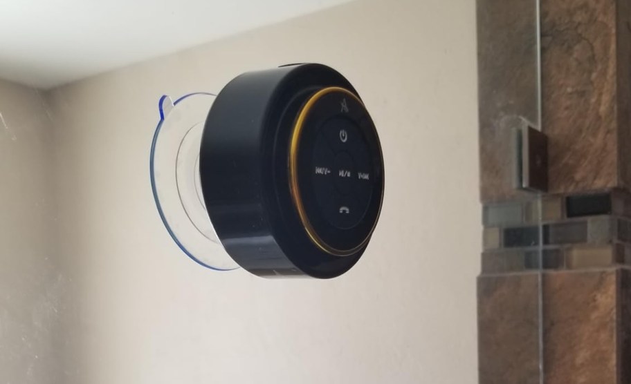 suction cup speaker on glass wall