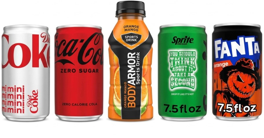 a line of sodas in a row