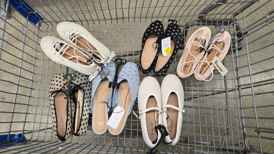 new spring shoes at walmart in a cart