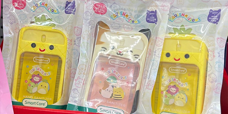pineapple and cat squishmallow hand sanitizers 