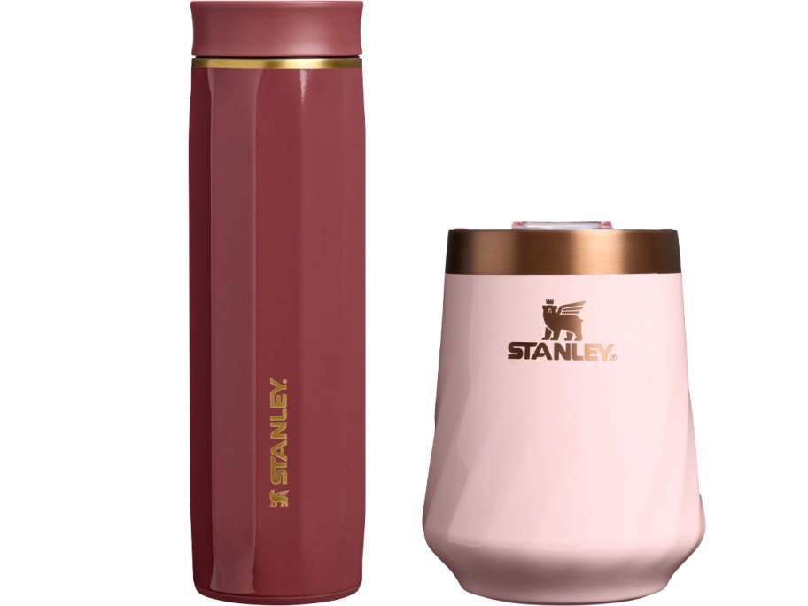 red tumbler and pink wine cup 