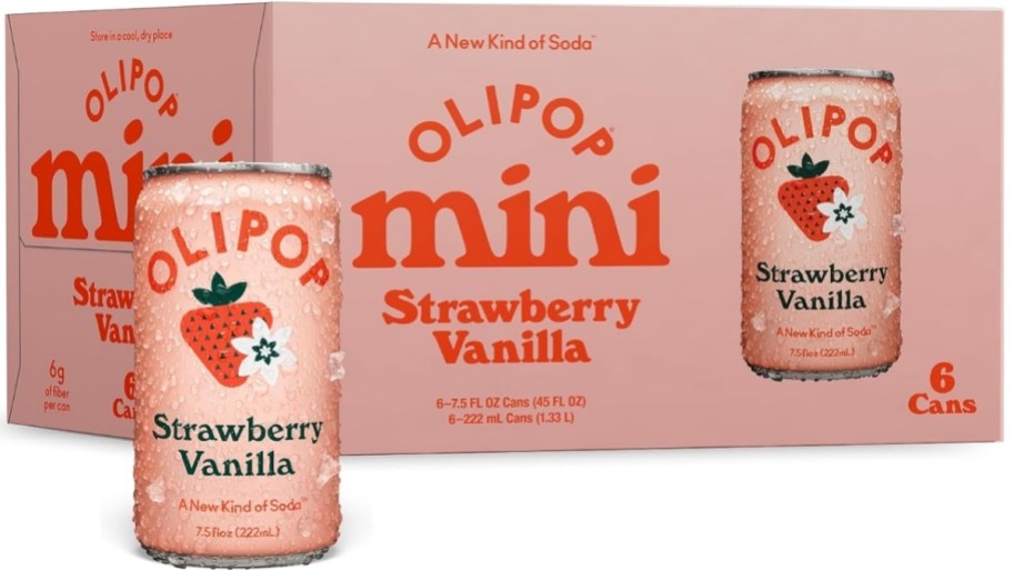 olipop mini cans in strawberry vanilla flavor 6pack