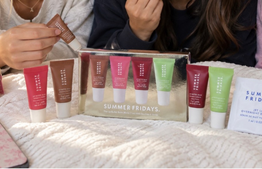summer fridays lip balm on bed