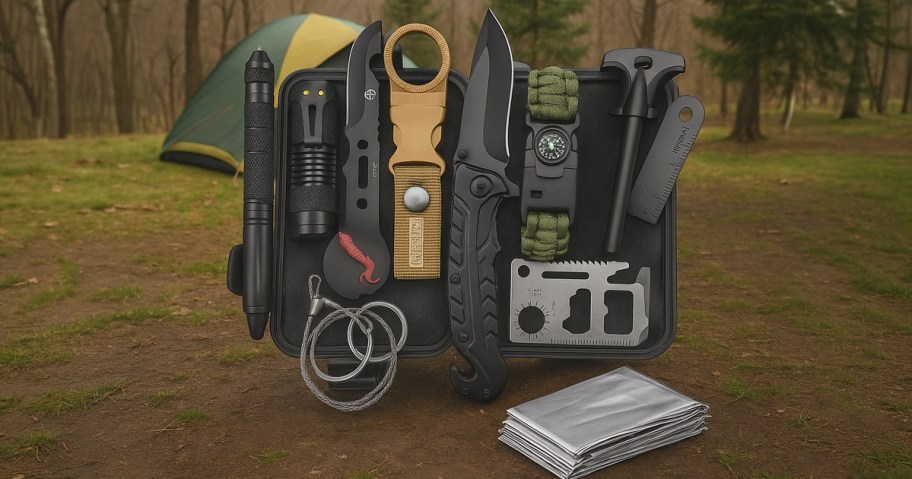 survival kit at campground