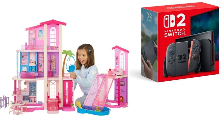 Barbie dreamhouse and Nintendo Switch 2