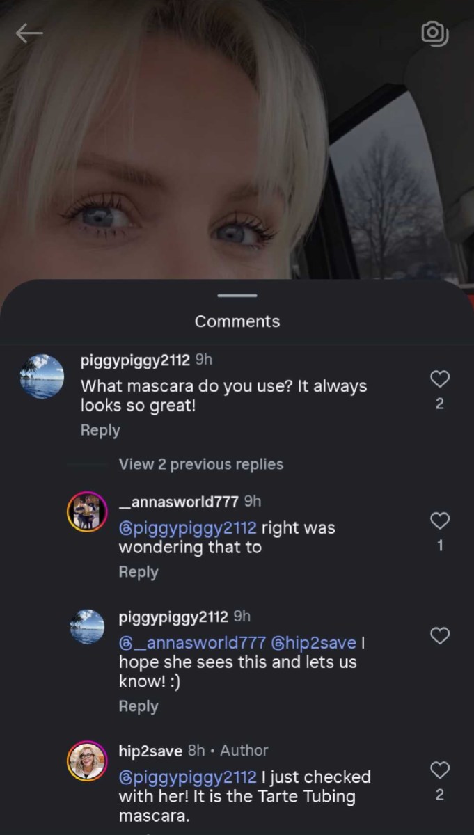 screenshot of instagram comments