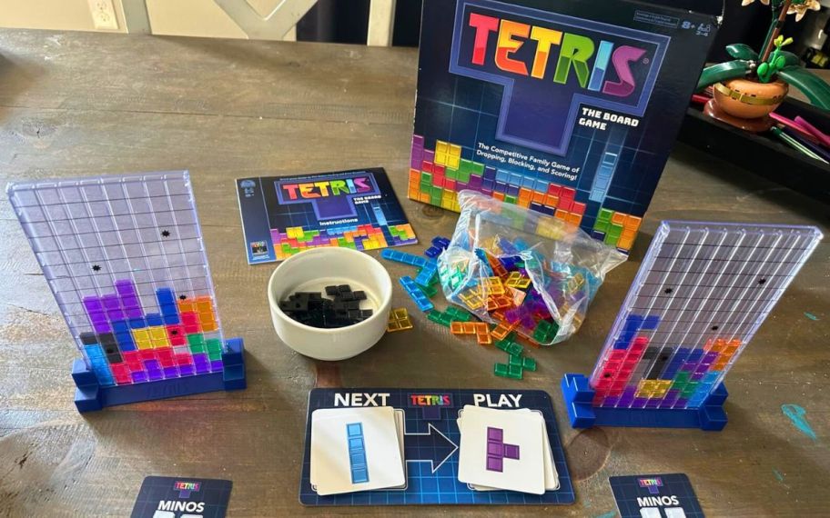 display of tetris game on the table