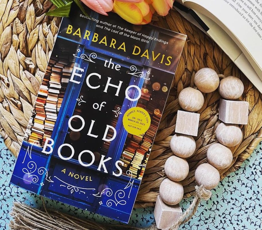 the echo of old books on rattan tray