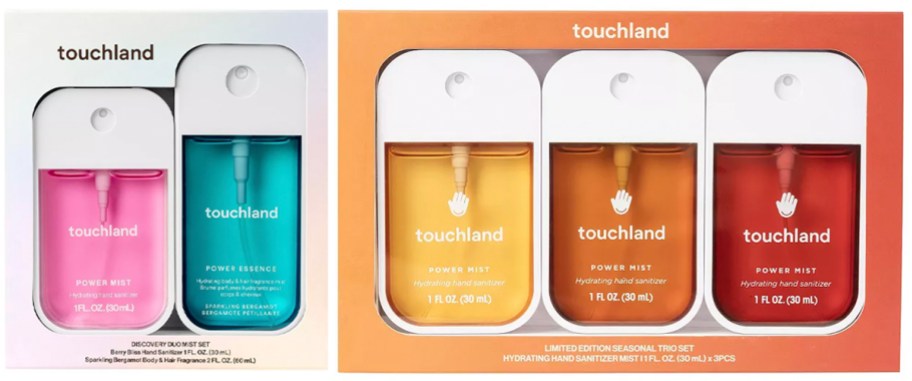 2 and 3 packs of touchland hand sanitizers