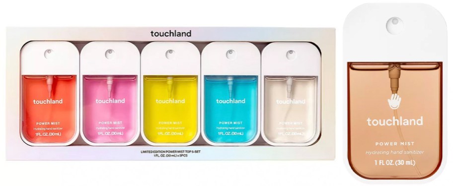 5 pack and single touchland hand sanitizers
