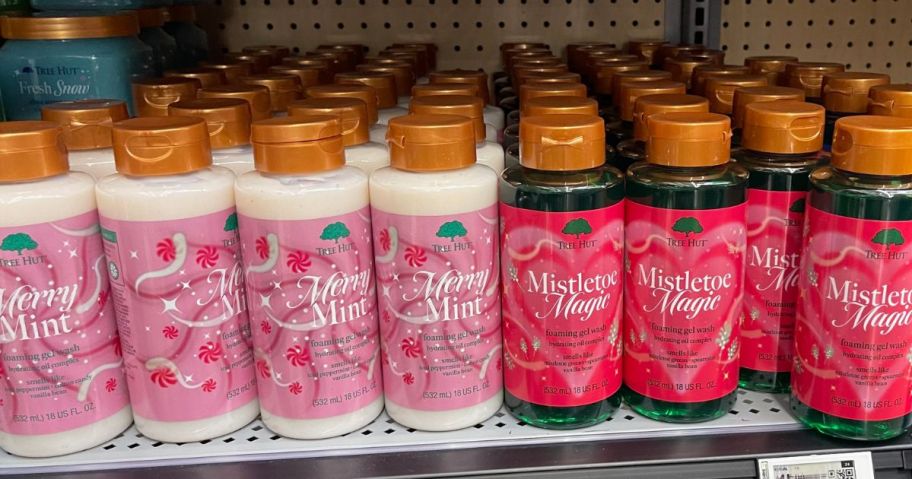 Tree Hut Foaming Gel Body Washes on shelf in store
