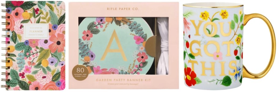 undated planner, garland set, coffee mug