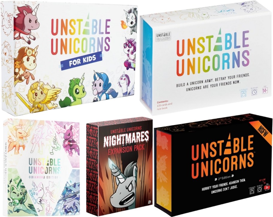 unstable unicorns games and expansion packs
