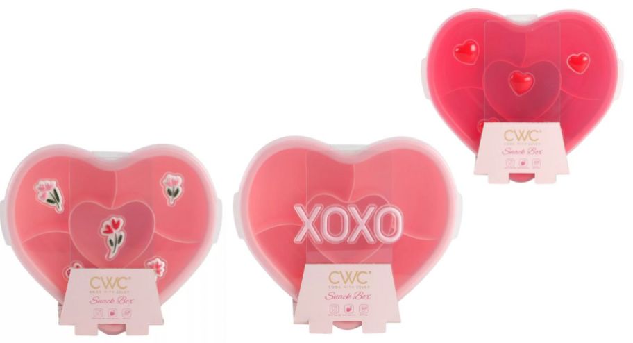 three different valentines day containers