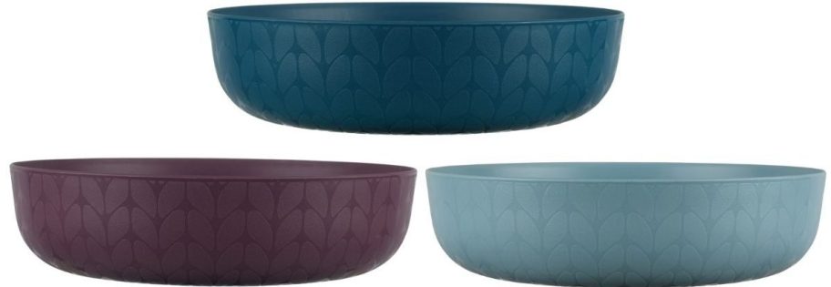 three different bowls in dark colors