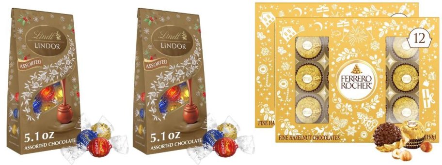 two lindt and ferrero rocher containers