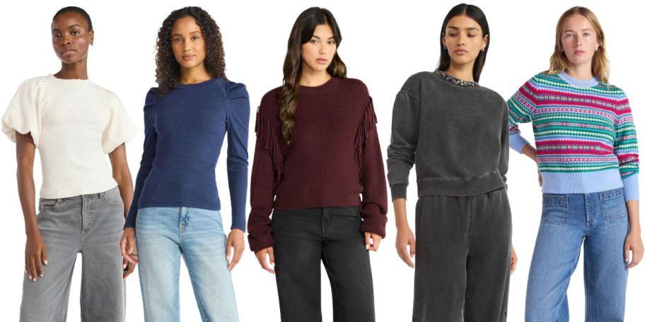 5 women on a white background