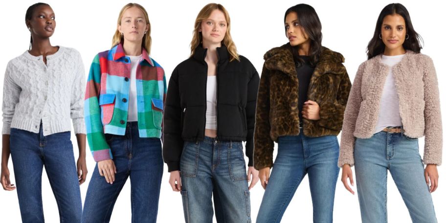 5 women on a white background