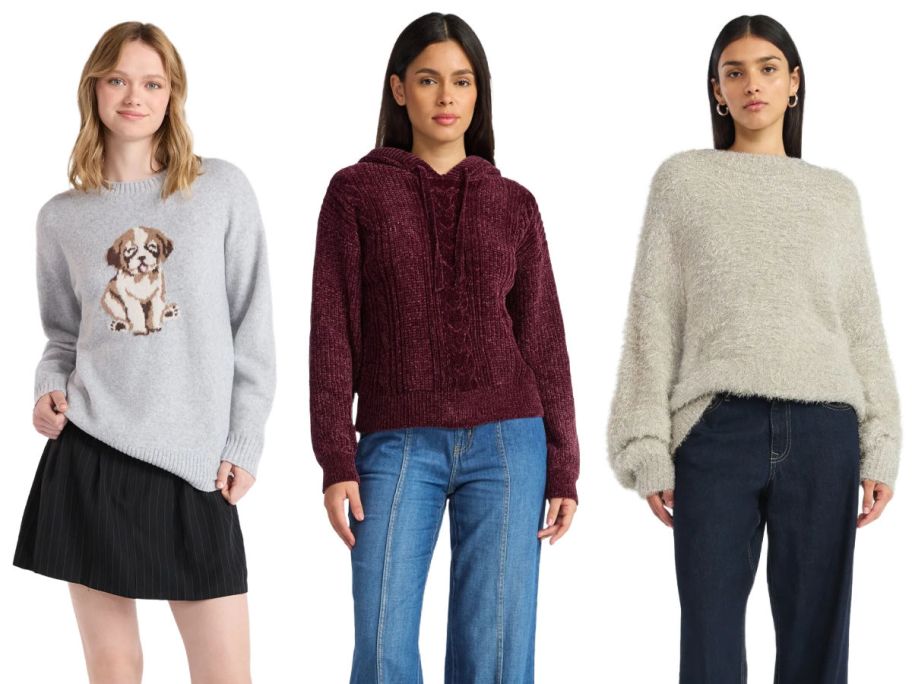 3 women on a white background