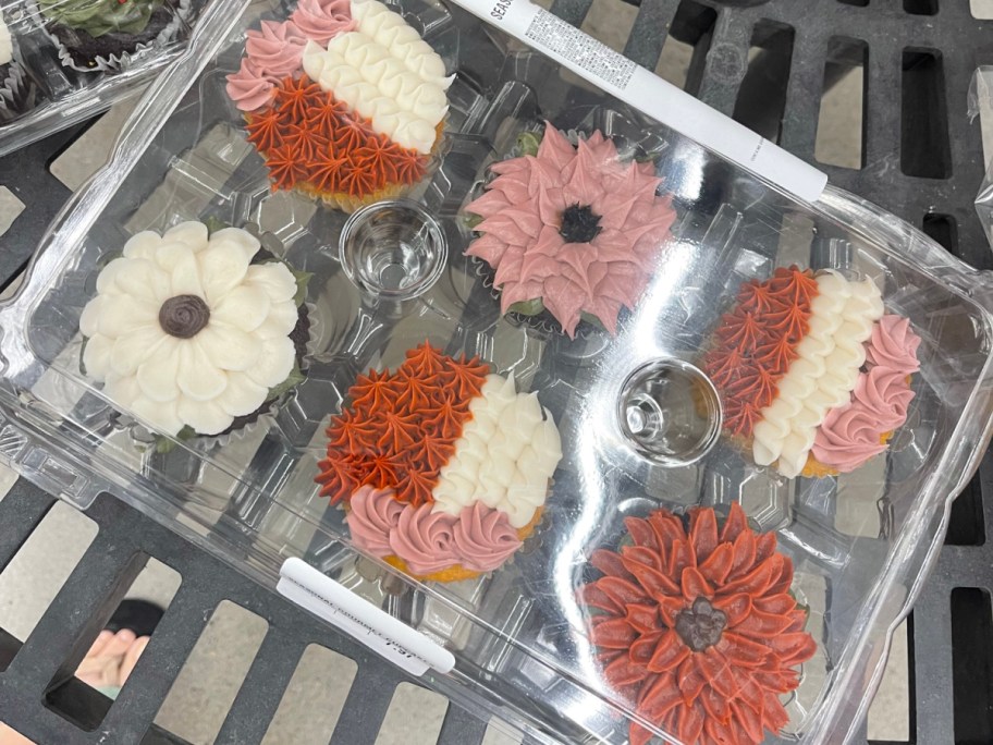 A container of Thanksgiving cupcakes from Walmart.
