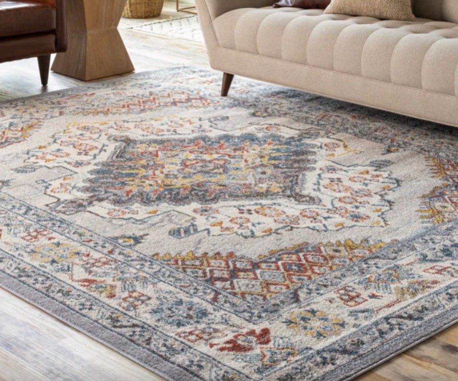 red blue and ivory oriental rug