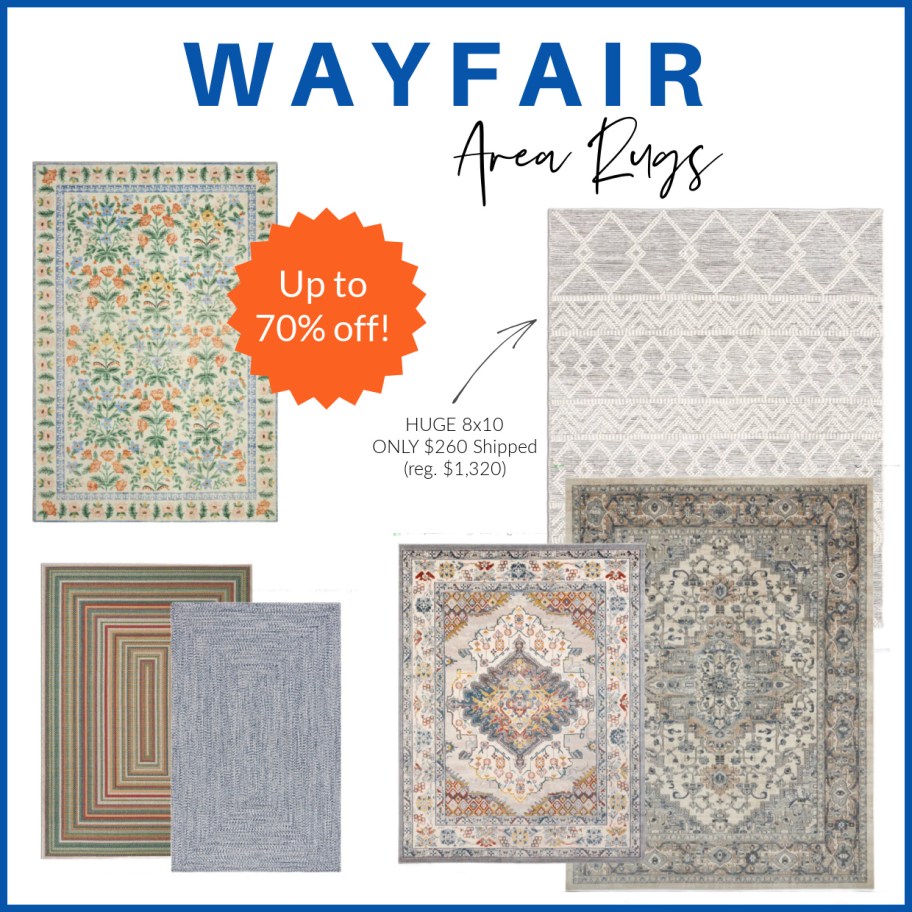 collage of area rugs