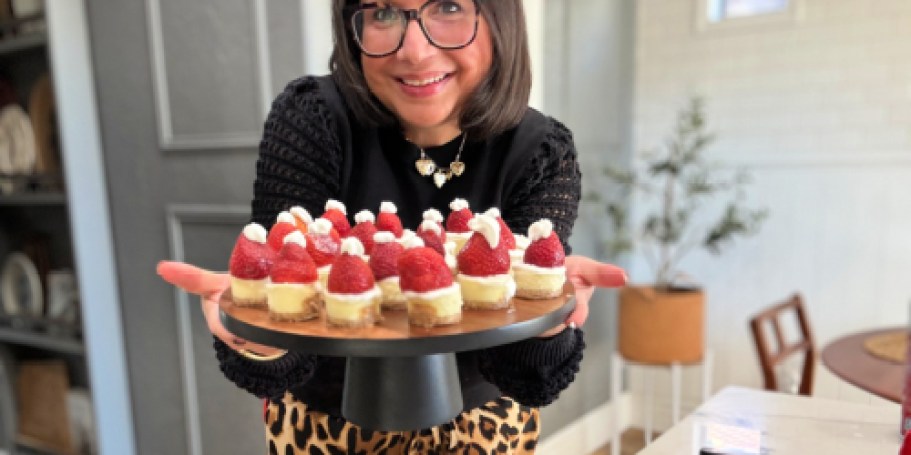 These Mini Cheesecake Bites are Shaped Like Santa’s Favorite Hat!