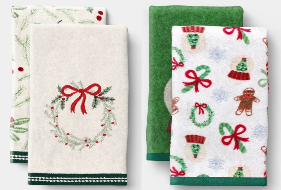two 2-piece hand towel sets