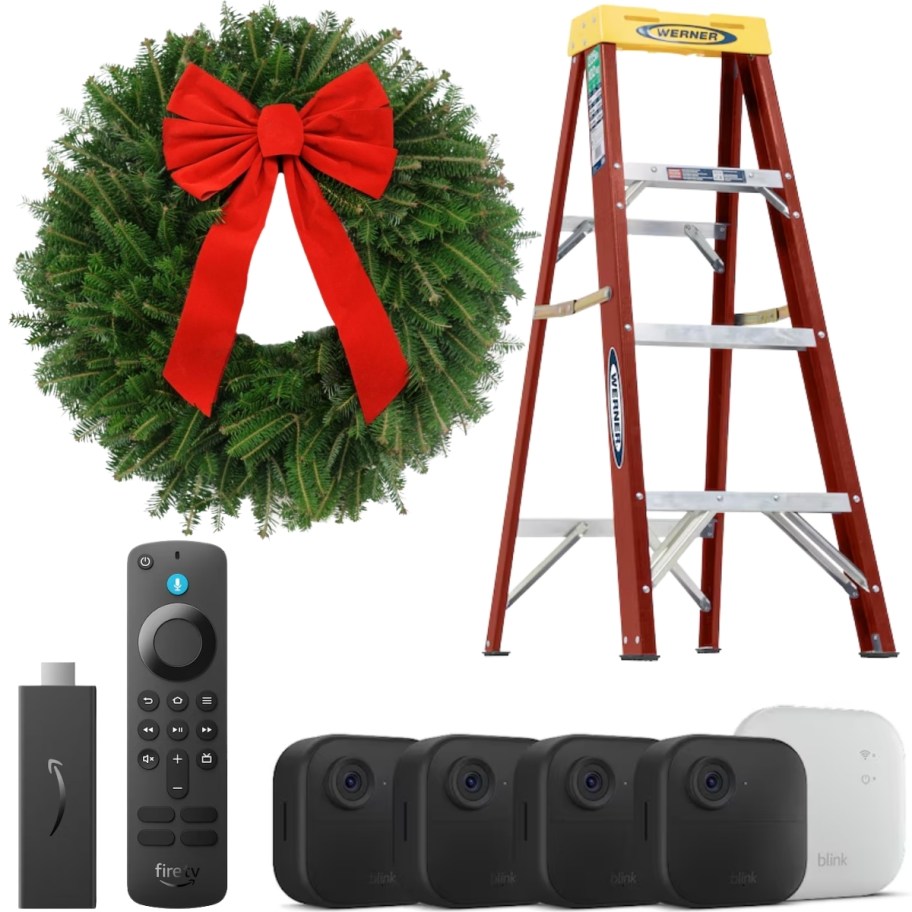 wreath ladder fire tv stick and blink cameras