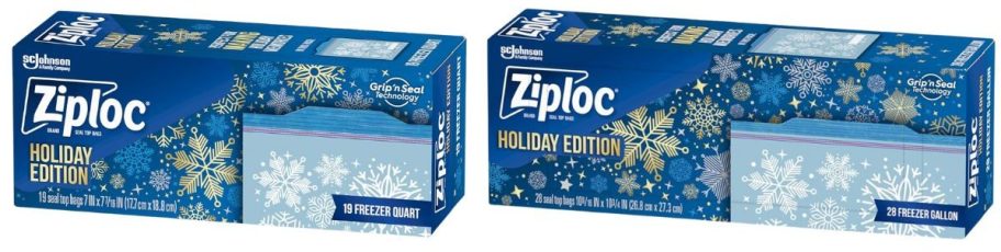 two holiday ziploc storage bag boxes