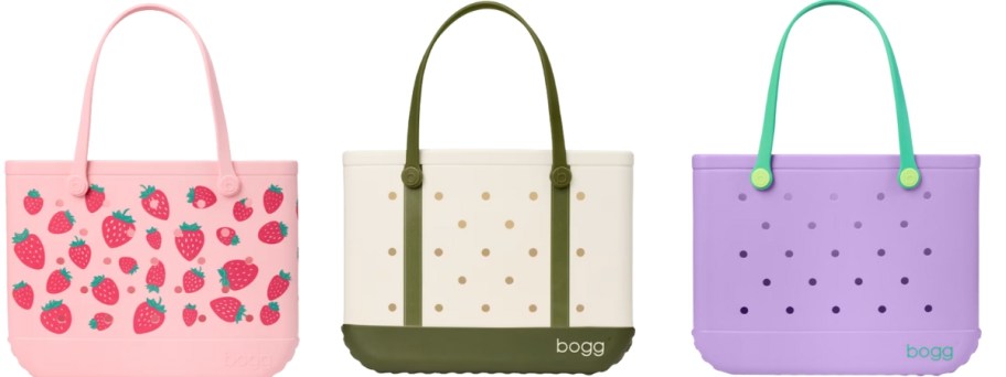3 Bogg Bag totes in different styles