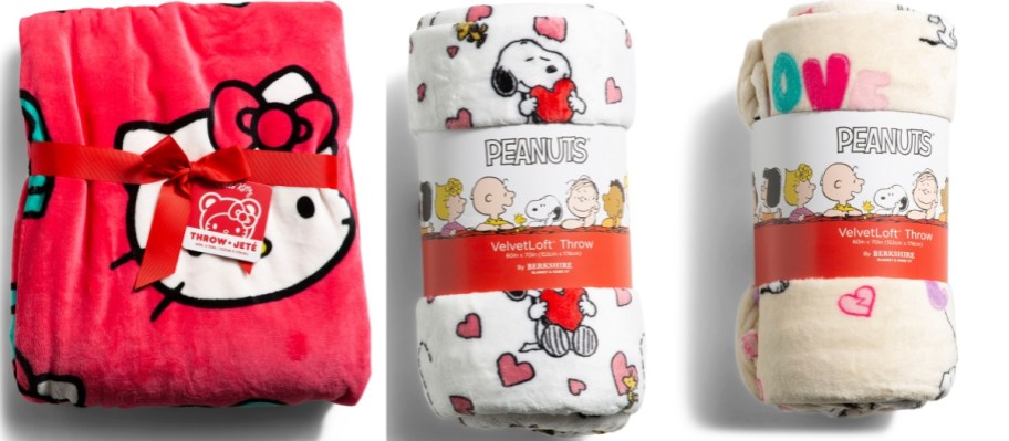 Hello Kitty & Peanuts Valentines' throws