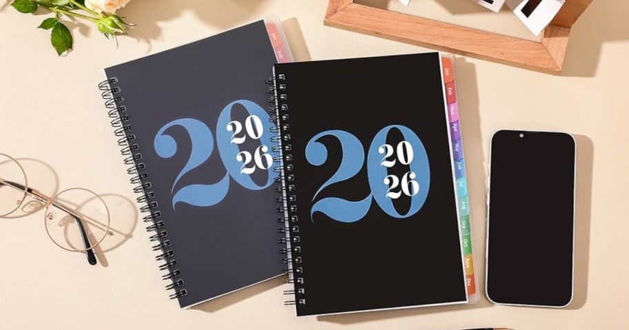 a coil bound 2026 planner on a desk