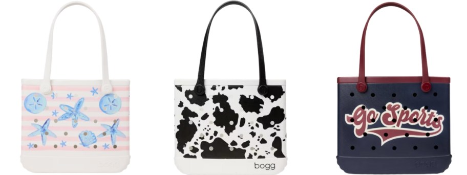 3 Bogg Bag totes in different prints