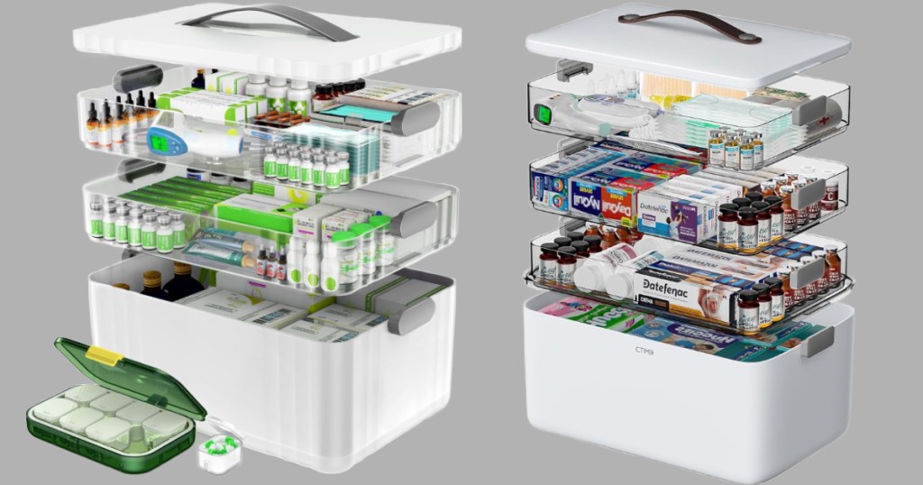 3-Tier Organizers filled with medicines