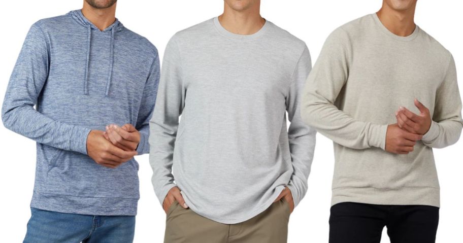 three men wearing 32 degrees tops