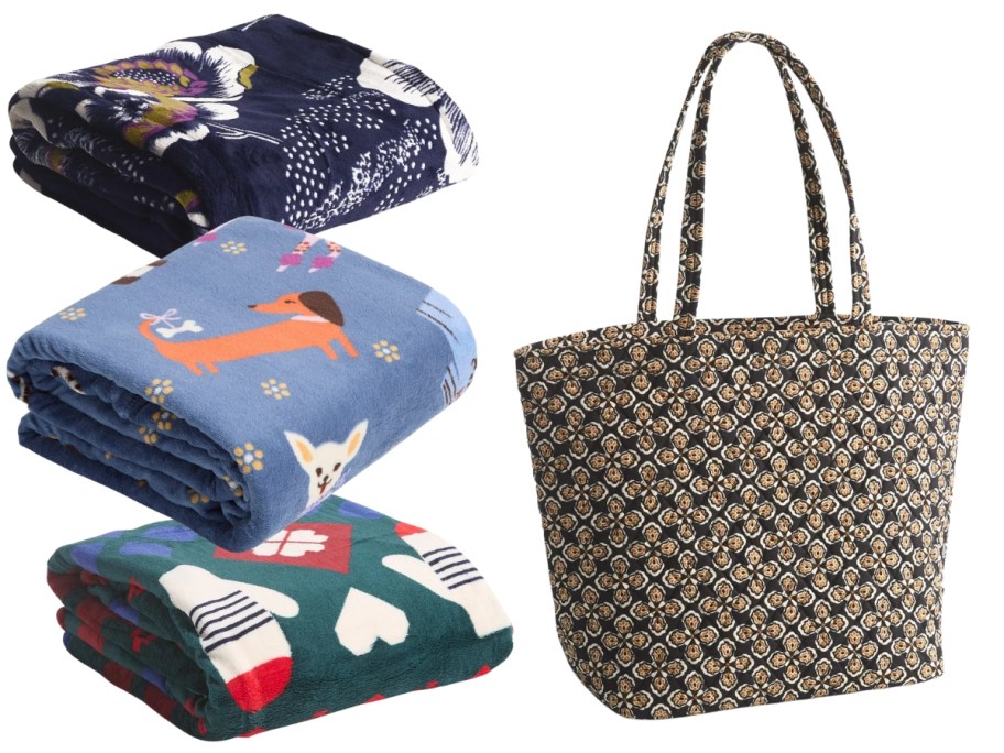 Vera Bradley throw blankets and large tote bag