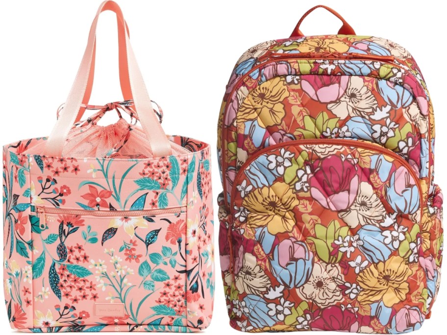 Vera Bradley drawstring tote bag and large backpack